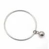Wholesale 70mm 60mm 65mm Bangle Silver Color Women Girls Fashion Jewelry Stainless Steel Ball Bracelet Bangle for Christmas Gift Q0717