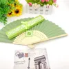 50PCS Custom Printing Wedding Fan Army Green Color Summer Party Decoration Favors Hand-made Folded Fans in Gift Box