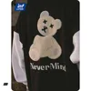 Inflacja Furry Niedźwiedź Kurtka Mężczyźni Streetwear Baseball Oversized Hip Hop Bomber Para wierzchnia 211217