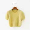 Jupe sexy femmes été jupes tricotées moulantes mini jupes kawaii jupe taille haute jaune jupe solide coréenne streetwear femmes x0428