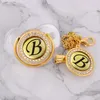 Pacifiers# Luxury Bling Rhinestones Dummy 26 Initial Letters Transparent Baby Pacifier Born Infant Silicone Orthodontic Nipple