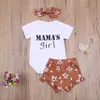 0-24m Sommar Småbarn Born Baby Girl Kläder Set Mamas brev Romper Shorts Outfits Kostymer 210515