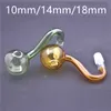 QBsomk Gebogenes Raucherzubehör, Glas-Ölbrennerrohr, 10 mm, 14 mm, 18 mm, männlich, weiblich, Bubbler, Ölschüssel-Adapter für Dab Rig Bong Shisha