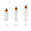 50 ml 100 ml 120 ml 150 ml Platte schouder Frosted Glass Spray Pump Flessen met Bamboe Lid voor Skin Care Serum Lotion Shampoo Douchegel Toiletartikelen