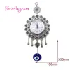 BRISTLEGRASS Turc Bleu Evil Eye Quartz Horloge Murale Fleur Suspendus Pendentifs Amulettes Lucky Charms Bénédiction Protection Home Decor 210325