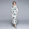 Runway Party Women Slim Square Collar Long Sleeve Stretch Sheath Summer Floral Print Ruched Draped Bodycon Mermaid Dresses 210514