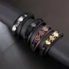 Charm Bracelets Three Layer Cowhide Leather Bracelet Men Pirate Skull Jewelry