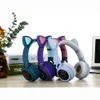 Lindos auriculares con oreja de gato LED auriculares inalámbricos Bluetooth con micrófono auriculares brillantes para niños regalos hijas niñas 7160886