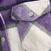Moda Stylowe kieszenie ponadgabarytowe kratki Kurtki płaszcz Vintage Wiosna Jesień Lapel Collar Sleeve Loose Bluzki 210521