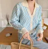 Ashgaily элегантный свитер с длинным рукавом женщин однобортный женский короткий кардиган мягкий гибкий вязаный 210922
