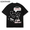 Streetwear camisetas Hip Hop Casual Verão Dos Desenhos Animados Cão Cabeça De Cópia Curta Manga Camisetas Algodão Harajuku Loose Tees Tops 210602