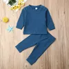 A costine Baby Boy Girl Vestiti Autunno Inverno Neonato Camicie Pantaloni 2 Pezzi Set di abbigliamento Solido Costine Abiti Costume per bambini G1023