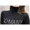 Femmes T-shirts Casual Diamants Tops Tee Printemps Femme À Manches Longues Mince T-shirts Coton Pour Femmes Vêtements T03911B 210421