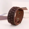 Tennis enkel design äkta läder wrap armband för män handgjorda flätade breda charm armband retro bruna smycken
