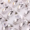 Silver Color Luxury CZ Stone Stainless Steel Ring Zircon Rings for Women Men Couple Lover Jewelry Wholesale 36pcs