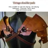 Medieval Retro Mens Shoulder Armor Adjustable Faux Leather Guard Multi-layered Pads On Chest Elbow & Knee