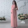 Lange moederschap fotografie props fotografie ronde hals mouwloze chiffon zwangerschap jurk moederschap jurken voor foto shoot y0924