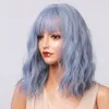 Mix lichtblauw paars kort watergolfpruik voor vrouwen hittebestendige synthetische haarpruik cosplay lolita pruik met BangsFactory Direct