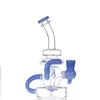 7 cal Blue Tornado Hookah Recycler Szkło Bong Recybled Dab R oznacza Dysze Rury Wodnej Bongs Nagłówek Rury Rozmiar 14mm Złącze z miską