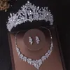 Örhängen Halsband Lyx Barock Crystal African Bridal Smycken Satser Rhinestone Crown Tiaras Statement Bröllop Dubai Set