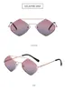 Metal Polygon Shaped Sunglasses Baby Girls Hexagon UV Protection Eyewear Sun Glasses Double Beam Diamond Frame Children Sunglass Street Shot