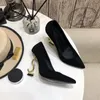 Classics Letters Heel Top quality suede luxury designer metal strip Black Patent Leather 9.5CM Thrill Heel Pumps Women Tribute Leather Sandals with box