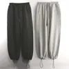 Pantalons pour hommes jambe large marque de marée à neuf points grande taille cordon de serrage réglable fermeture de Tube droit pantalons de survêtement à jambes amples