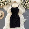 Women Sexy Party Dress Spaghetti Strap Sleeveless Summer Mini Bodycon Tassles Hollow Out Back Night Club 210603