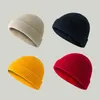 Knitted Hats for Women Skullcap Men Beanie Hat Winter Retro Brimless Baggy Melon Cap Cuff Docker Fisherman Beanies Hats For Men Y21111