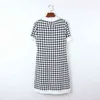 Fashion Runway Jacquard Summer Dress Elegant Women Vintage Black White Houndstooth es Ladies knitted 210506