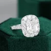 Klaster pierścienie CXSjeremy Poduszki Cut Moissanite 7 * 9mm 3 CT Pierścionek zaręczynowy 14K 585 Biały Złoty Vintage Diament ślubny dla kobiet