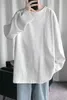 Wiosna Moda Moda T-Shirt Solid Color Base Top Tees Okrągły Neck Długi Rękaw Koreański Styl Para Odzież