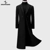 winter over the knee long men's fashion slim wool coat luxury high quality business gentleman youth thick warm wool coat 211011