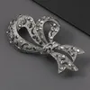 Pins broszki luksusowy czarna kryształowa broszka kryształowa delikatna bowknot cyrkon biżuteria dla kobiet vintage panna młoda sukienka