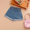 Tjejer sommar shorts barn elastiska midja denim byxor för baby flicka tonåring bomull löst blå jeans tjej kläder 210622