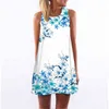 Kobiety w nowym stylu Summer Casual Beach Floral Print Tunika Bez rękawów krótka szyfonowa sukienka Vestido de Renda 210322