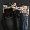 Ly Street Fashion Men Jeans Högkvalitativa Elastiska Slim Fit Ripped Broderi Patches Designer Hip Hop Denim Byxor