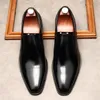 Chaussures Oxford formelles en cuir véritable pour hommes, chaussures d'affaires de mariage à tête ronde, chaussures habillées de café noir pour hommes Lofers