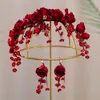 Copricapo originale vino rosso germoglio fiore flower hairband bride toast vestito fasce cinesi accessori da sposa