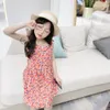 2021 Sommar Casual Dress Baby Girls Flower Pattern Ärmlös Prinsessan Outfit Barn Outwear Söt Little Girl Dresses