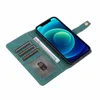 Étuis de téléphone portefeuille pour iPhone 14 13 12 11 Pro X XR XS Max 7 8 Plus Multifonction Cuir de veau PU Cuir Flip Béquille Housse avec dragonne