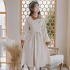 Casual Kleider Hanfu Chinesischen Stil Weißes Kleid Frauen Herbst Und Winter 2021 Retro Einfarbig Langarm Rock