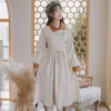 Vestidos casuais hanfu estilo chinês vestido branco outono e inverno 2021 cor sólida retro saia de mangas compridas