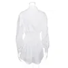 Robes décontractées 2021 bureau dame femmes Femal dames à manches longues profonde V chemise robe Sexy Mini plage élégante fête blanc noir