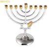 Brtagg Hanukkah Menorah Silver Color Pełny rozmiar Non Tarnnator - Je 9 Branch Candlestick Candle Holders Crismas Święty Prezent Gruntowy 210811