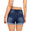 Женские шорты женщин с низкой талией вымытые разорванные отверстие короткие мини джинсы джинсовые джинсовые джинсовые шорты FEMININO 210611