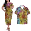 Casual Dresses Hycool Anpassad Polynesisk Tribal Design Grön Klänning Partihandel Av Skulder För Kvinnor Party Mode Par Matchande Outfits