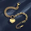 Bangle 316L Stainless Steel Double Heart Pendant Bracelet Brazaletes De Acero Inoxidable Mujer Gold Bangles For Women