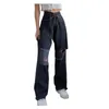 Fashion Women Sexy Solid Colors Ripped Hole Denim Trousers Casual High Waist Loose Straight-leg Jeans Pants Pantalones Mujer#g3 Women's