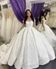 2021 di lusso sexy splendido arabo Dubai Ball Gown abiti da sposa spalle scoperte in pizzo Appliques 3D floreale fatto a mano fiori gonfi abiti da sposa formale Abiti da sposa